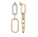 Серьги "Цепи с россыпью фианитов" в золочении