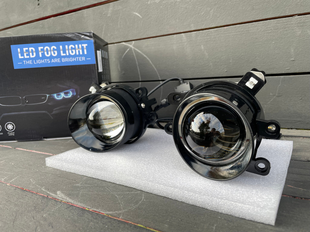 25е - ТУМАНКИ BI-LED (белый, ближний + дальний) би-линзы для Toyota/Lexus, светодиодные противотуманные фары (2 шт. / комплект)