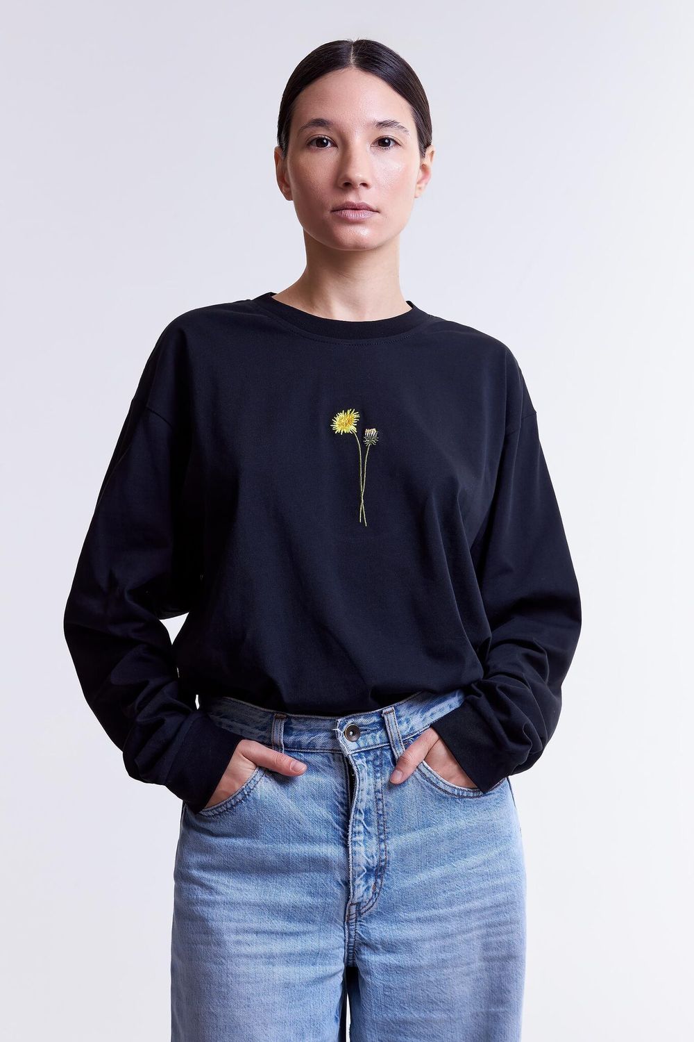 Лонгслив Гербарий Одуванчик Синий