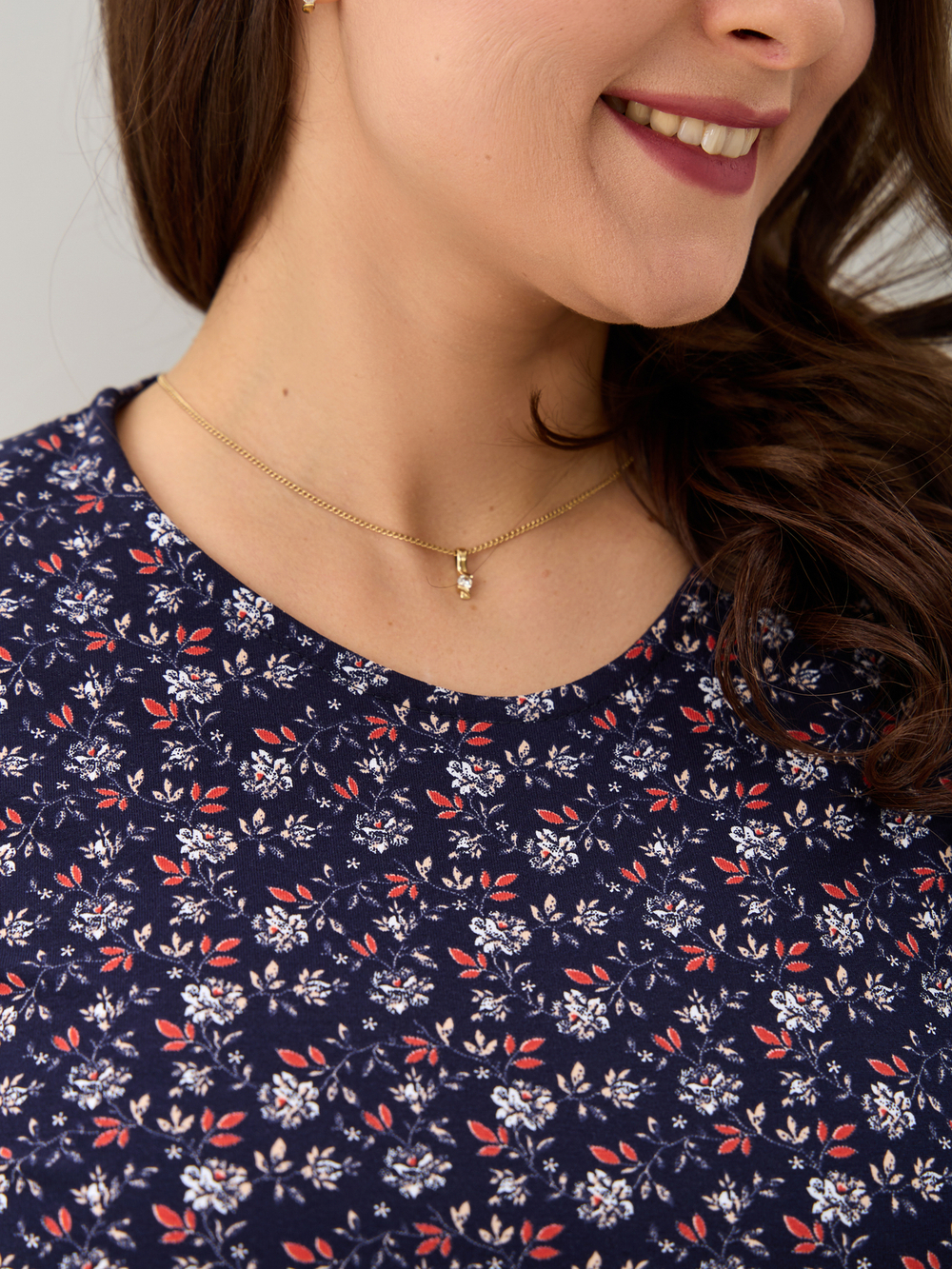 Лонгслив ЛНкл-081/синий-краснаяветочка