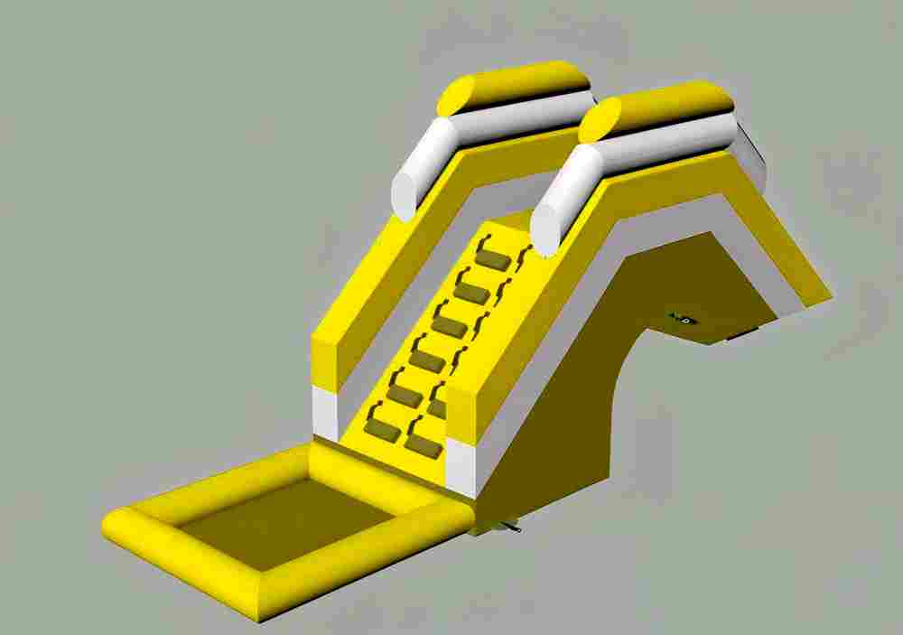 Надувная лестница для бассейна из ПВХ с бассейном, жёлтый, 6,7*1,8*3 м