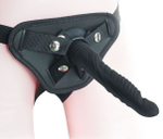 Черный вибрострапон 6.7 inch Strap-on Ripple Dildo Vibe - 21 см. (Цвет: черный)