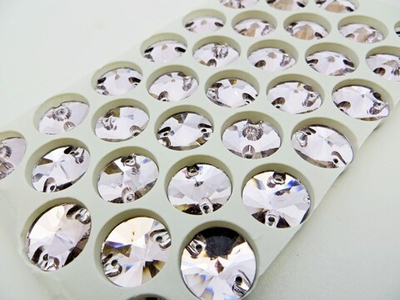 Стразы пришивные стекло Crystal риволи, Ø 14 мм, бледно розовый