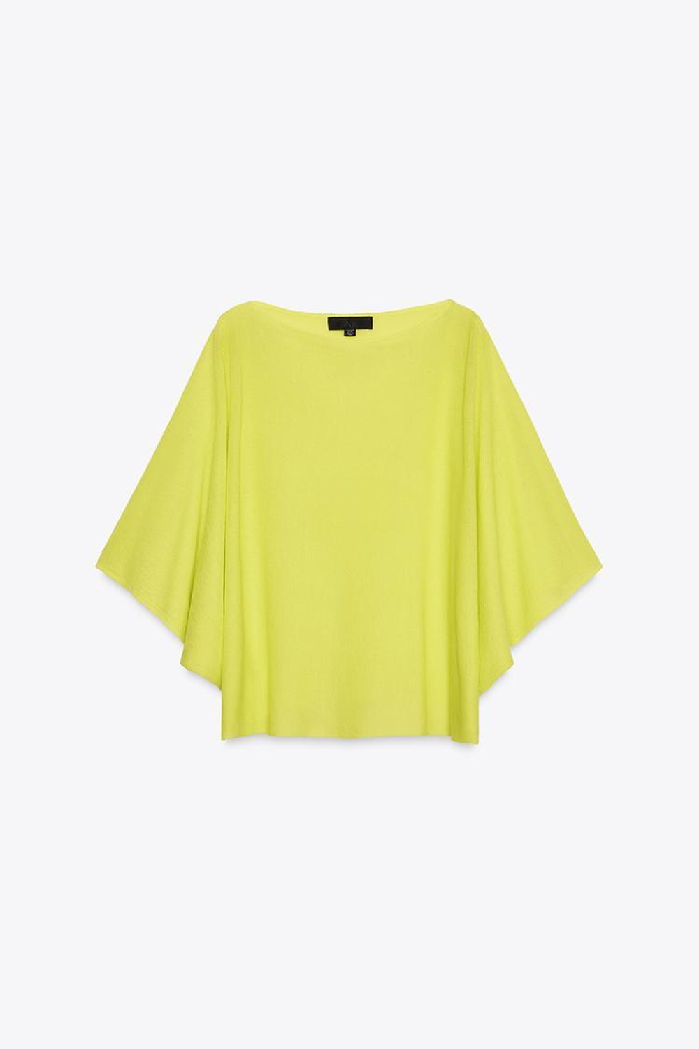 ZARA ОДНОТОННЫЙ ТРИКОТАЖНЫЙ ТОП, ЛАЙМОВЫЙ