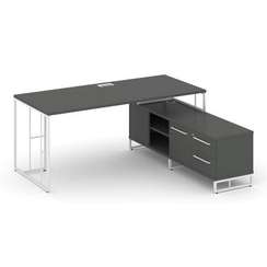 Rift Direct Стол руководителя на опорной тумбой RF.SRT-25 (R) Антрацит NEW/Металл Белый/Белый Ручки