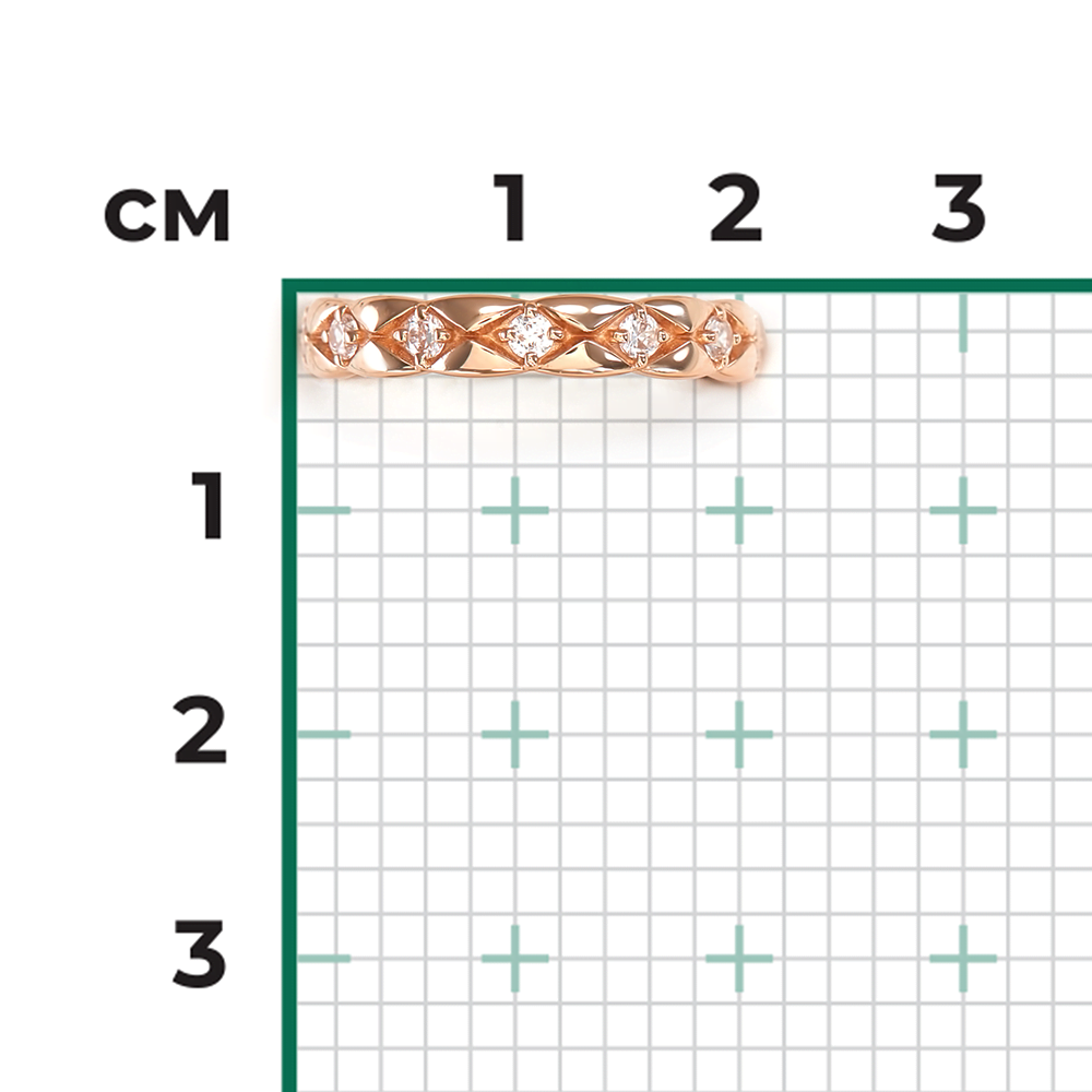 Кольцо из красного золота с фианитами
