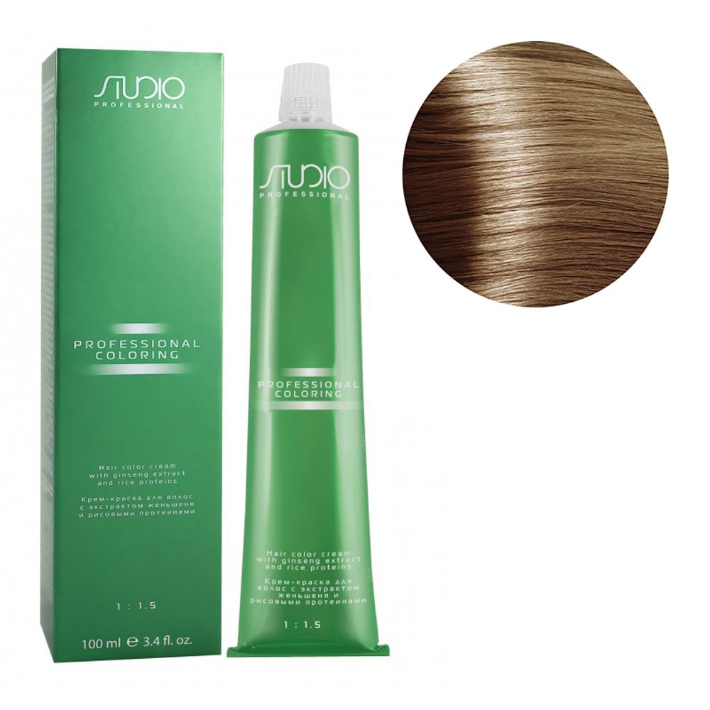 Kapous Studio Professional Крем-краска для волос Studio, с рисовыми протеинами и экстрактом женьшеня, тон №8.0, Светлый блонд, 100 мл