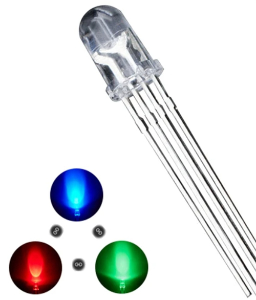 Светодиоды много цветные (прозрачный, общий катод) 5мм (1шт)