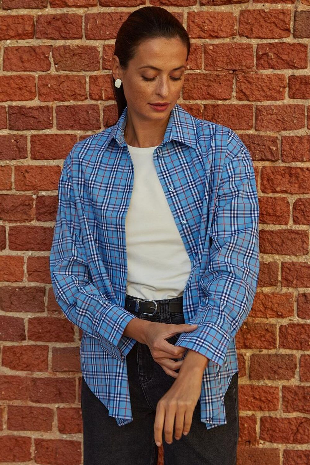 Рубашка Хельсинки голубая клетка (Размер XS)