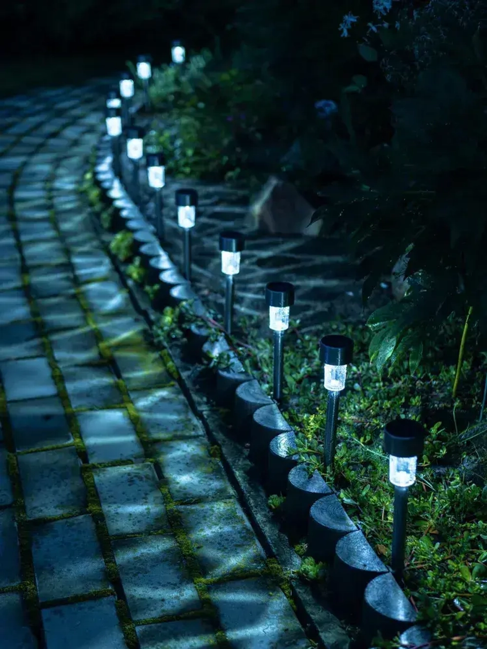 Светильники уличные на солнечной батарее ALPY 12 шт., фонарики садовые холодный свет