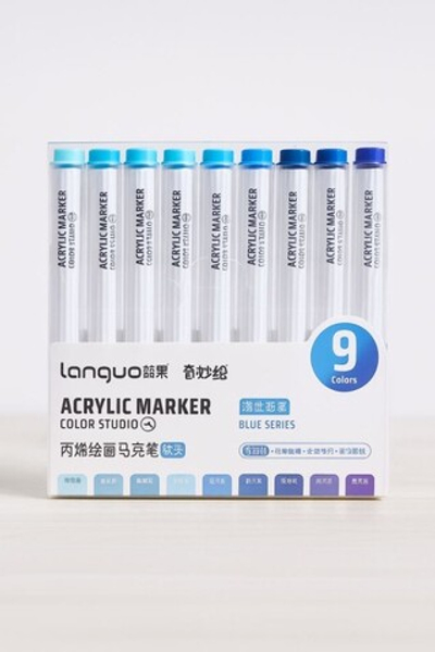Набор акриловых маркеров 9 шт. "Draw one", blue