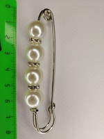 Булавка брошь "Жемчужины-стразы." для кардигана, пальто, платков, костюмов, одежды. Цвет жемчужный белый.