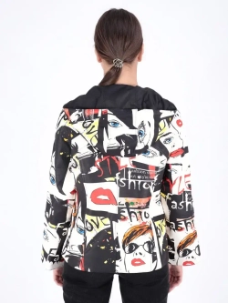 Куртка весна кожаная с капюшоном двухсторонняя