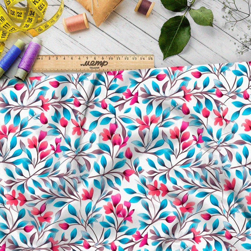 Ткань премиум атлас мелодия сада