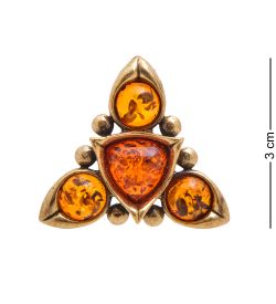 AM-3426 Брошь «Готика Трио» (латунь, янтарь)