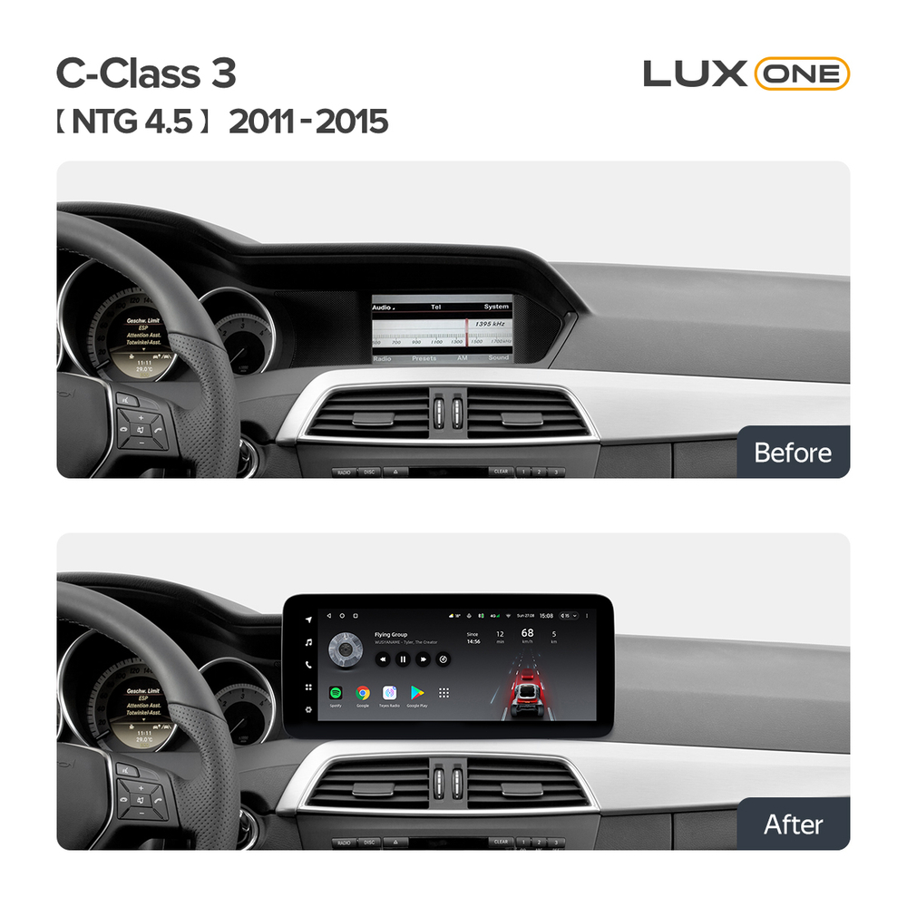 Магнитола Mercedes Benz С-класс W204 2011-2014 (NTG 4.5) - Teyes LUX ONE ROUND монитор 12.3" 2K QLED на Android 10, CarPlay, 4G SIM-слот
