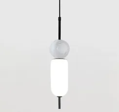 Подвесной светильник Anet, черный металл, белый мрамор