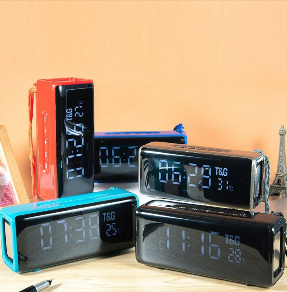 Беспроводная колонка TG-174 (5W/TF/USB/FM) ЧАСЫ
