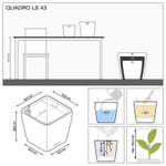 Кашпо Lechuza quadro ls 43см белый блестящий с автополивом