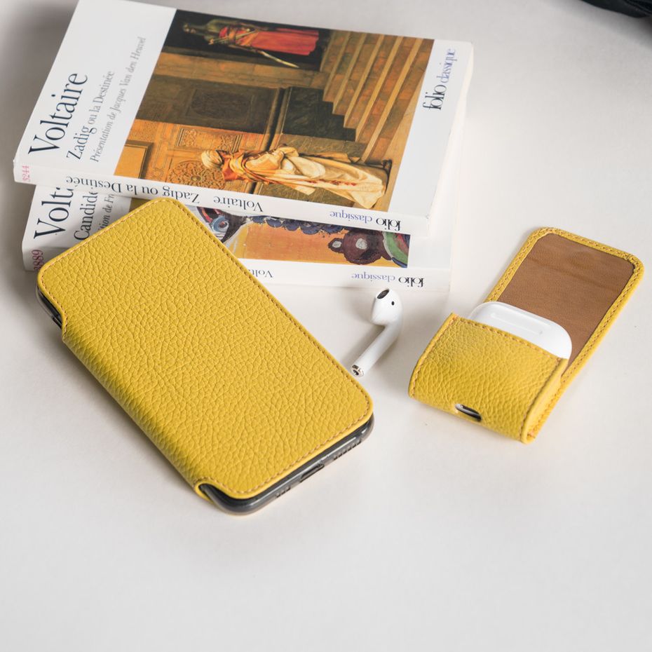 Чехол Benoit для iPhone 11 Pro Max из натуральной кожи теленка, желтый цвета