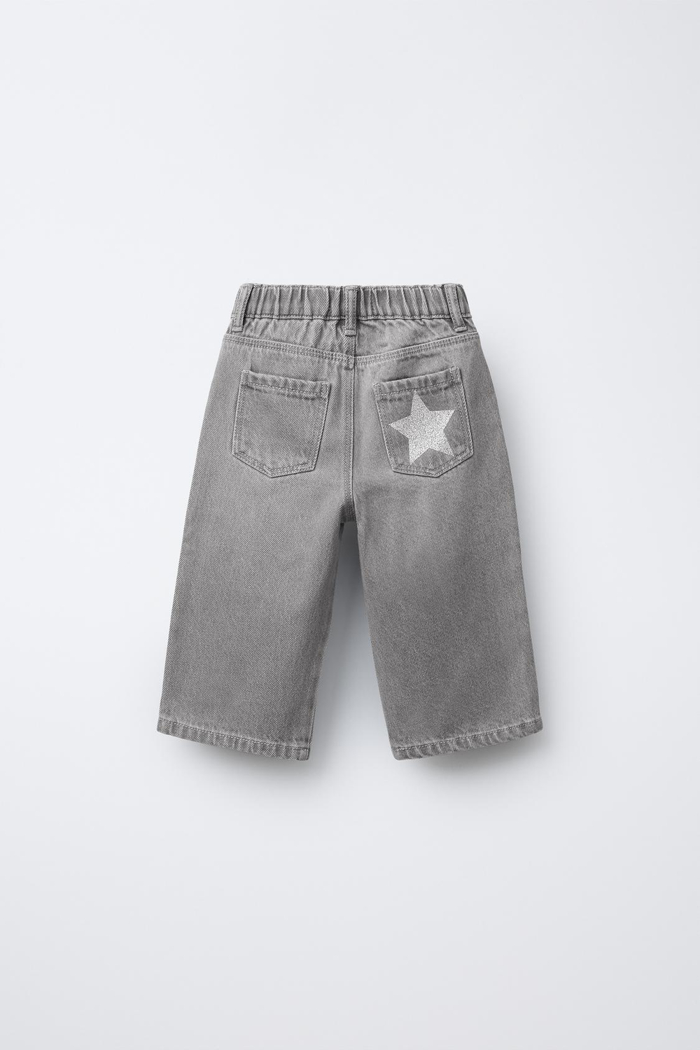 ZARA ДЖИНСЫ-КЮЛОТЫ С БОКОВЫМИ ЗВЕЗДАМИ, СЕРЫЙ