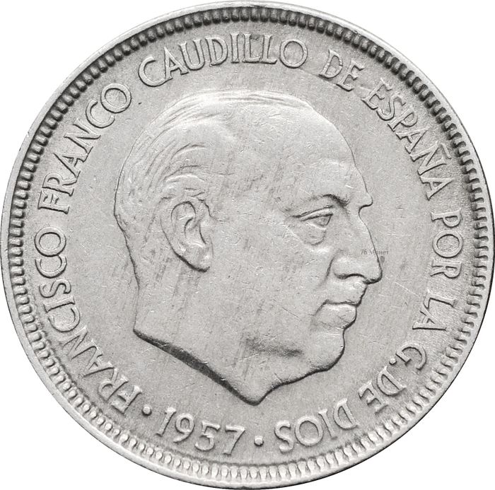 5 песет 1957 Испания VF-XF