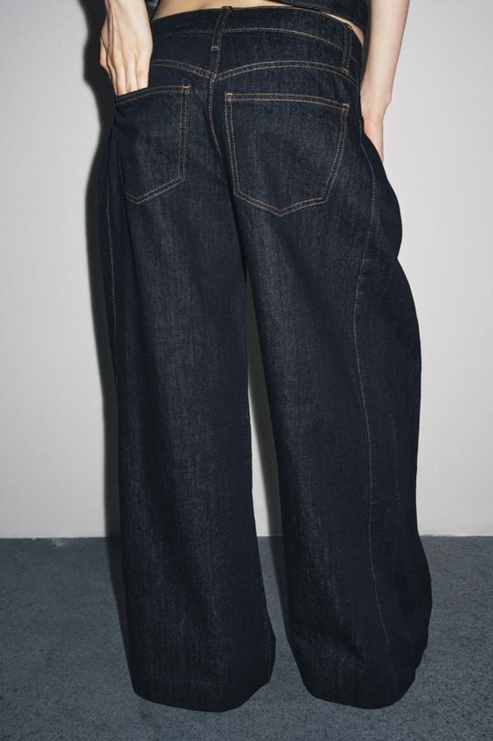 ZARA БРЮКИ БАЛЛОН СО СКЛАДКАМИ ZW COLLECTION, СИНИЙ