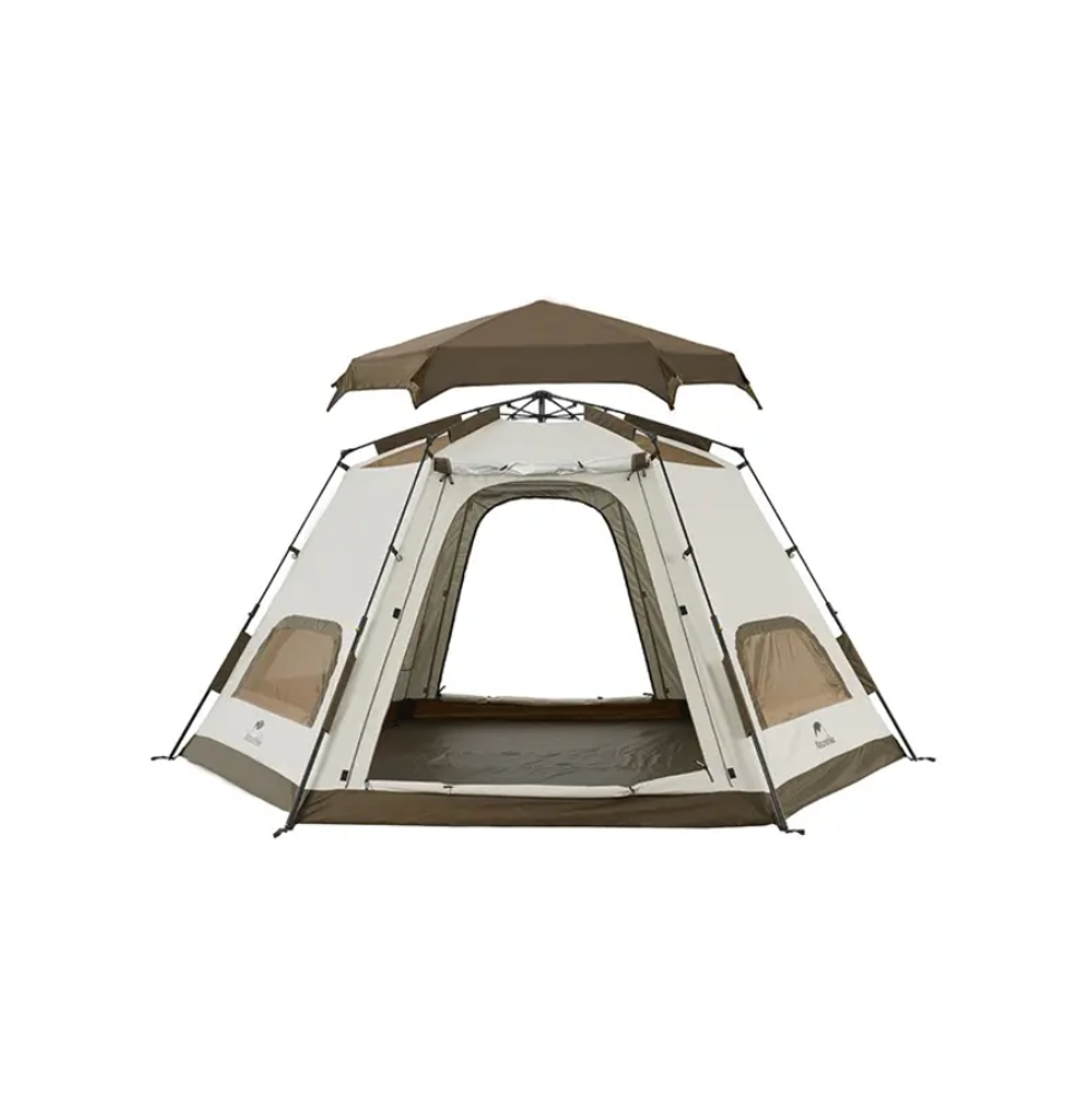 Палатка Naturehike Hexagonal 3-4-местная, автоматическая, хаки (бежевая)