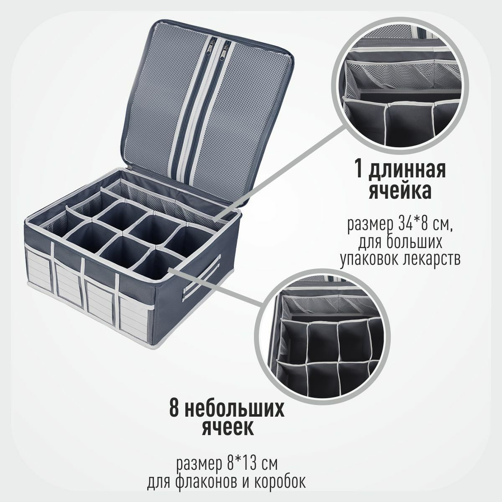 Аптечка домашняя 34х34х16 (серая)