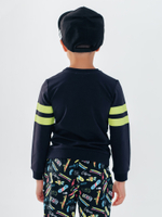 Пуловер для мальчика трикотажный из футера в черном цвете с надписями купить