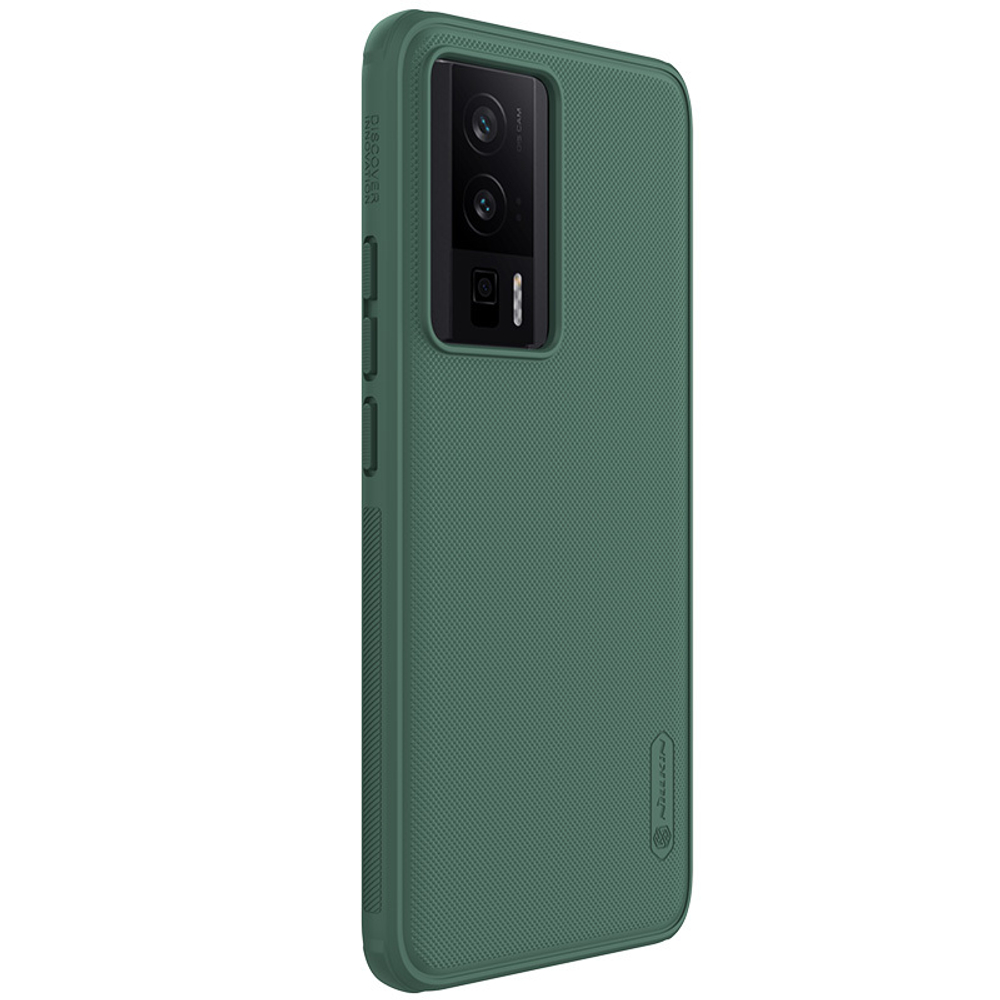 Усиленный чехол зеленого цвета от Nillkin для Xiaomi Poco F5 Pro (Redmi K60, K60 Pro), серия Super Frosted Shield Pro