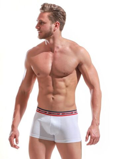 Трусы-боксеры с широкой резинкой в спортивном стиле (Размер: XXL) (Цвет: белый)
