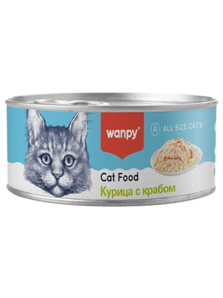 Wanpy Cat Консервы для кошек "Курица с крабом" 95 г