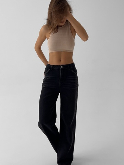 Джинсы прямого кроя, с окантовкой на карманах