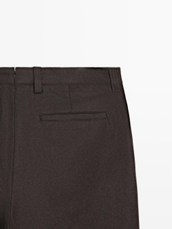 Massimo Dutti Брюки из шерстяной смеси Total Look, коричневый