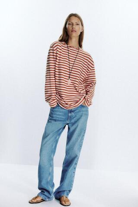 ZARA ХЛОПКОВАЯ ФУТБОЛКА В ПОЛОСКУ, ПОЛОСКИ