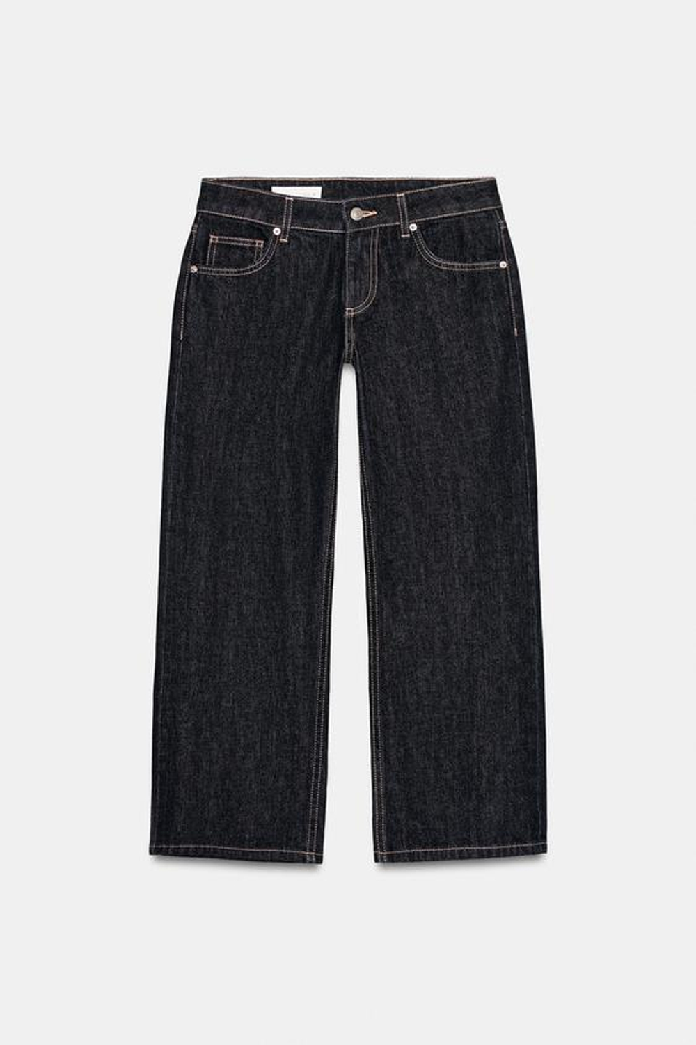 ZARA ДЖИНСЫ TRF WIDE LEG УКОРОЧЕННЫЕ С НИЗКОЙ ПОСАДКОЙ, МОРСКОЙ ТЕМНО-СИНИЙ