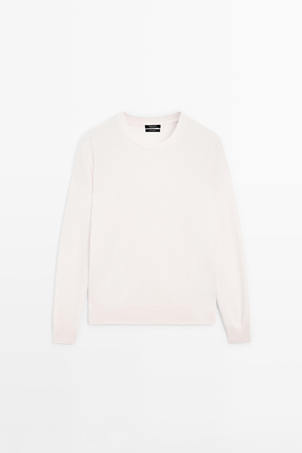 Massimo Dutti Свитер из 100% кашемира с длинными рукавами, натуральный/кремовый