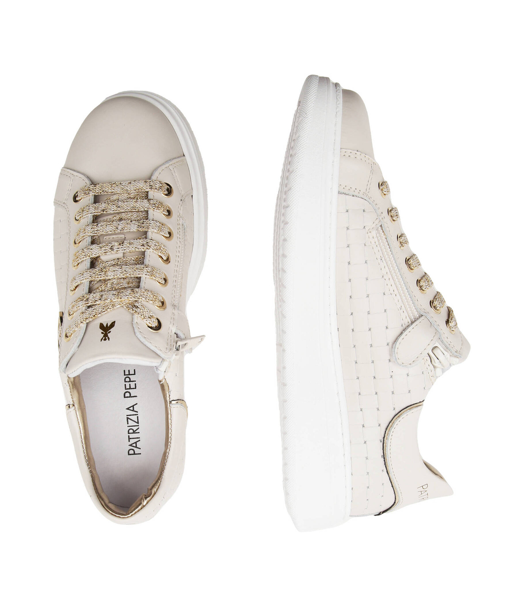 Кожаные кроссовки Patrizia Pepe - кремовый(PPJ103)