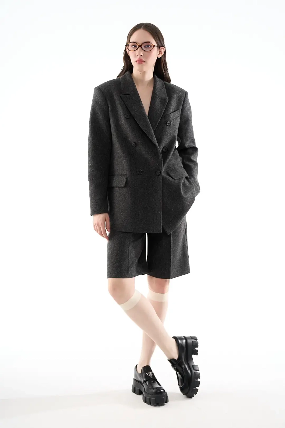 Пиджак-бойфренд графитовый