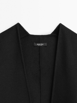 Massimo Dutti Накидка из смесовой шерсти с фактурой фетра, черный