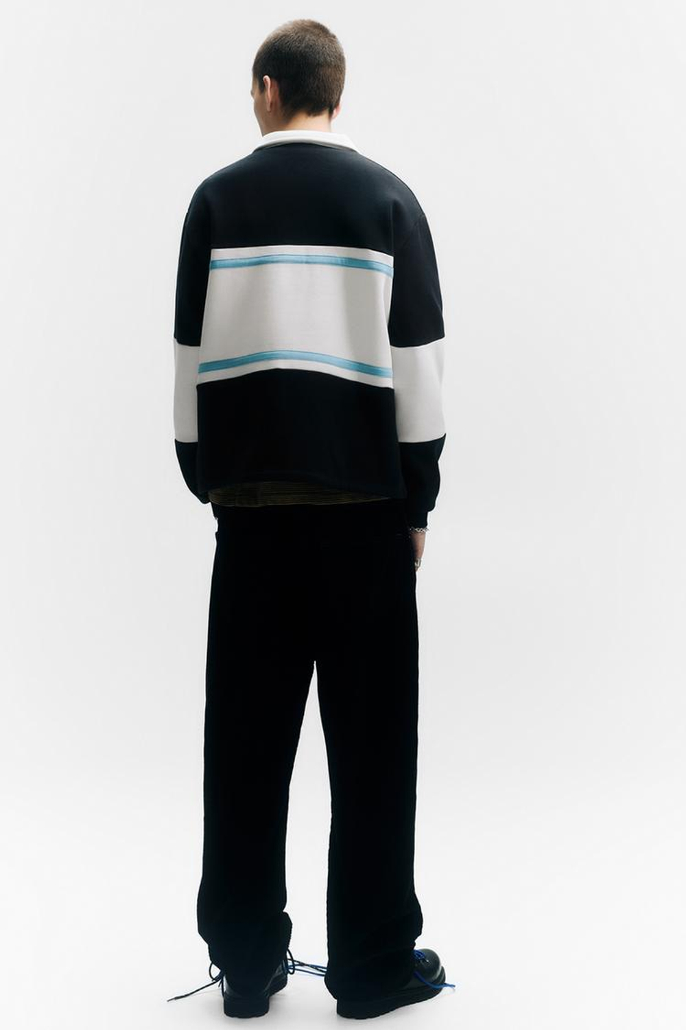 PULL&BEAR Толстовка-поло в хоккейном в стиле «Peanuts», темно-синий