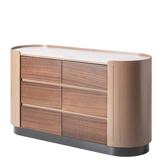 Комод VICAL Soaza, 140х70 см, шпон эквалипта, белый камень