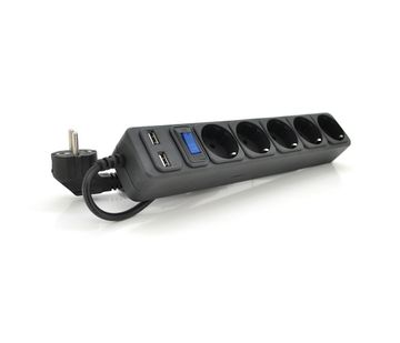 Мережевий подовжувач Merlion B518U, 220 В 10 А 5 розеток + 2 порти USB 2.1 A, 1.8 м, переріз 3х0.75 мм Q50 (2000000091105/2071117091104)
