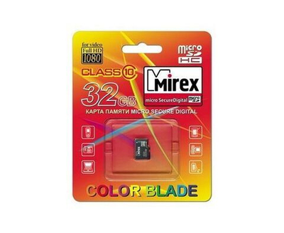 32 ГБ Карта памяти microSDHC с адаптером Mirex class 10