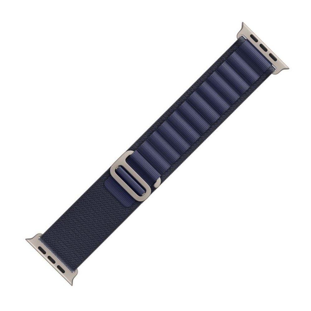 Браслет Apple Alpine Loop, тёмно-синий со светлой пряжкой, для Apple Watch 44, 45, 46 мм, Ultra и Ultra 2 (дизайн 2024), Средний
