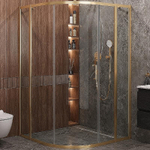 Душевой уголок Cezares Molveno 120x120 R-11-90+30-C-BORO-IV стекло прозрачное/профиль золото брашированное