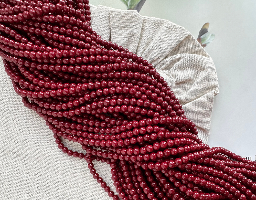 "Жемчуг круглый" 4мм, "Майорка. Имитация" (винный цвет)