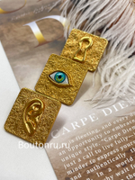 Шляпки под установочные кнопки Скиапар. золотистые квадратные с глазом