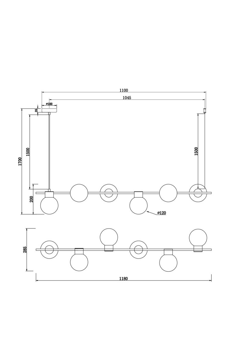 Подвесной светильник Freya FR5232PL-06B1